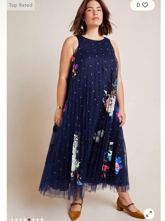 Geisha designs Dresses & Skirts - Geisha Designs Rochelle Tulle Maxi Dress Navy Floral Pleated appliqué plus 20W